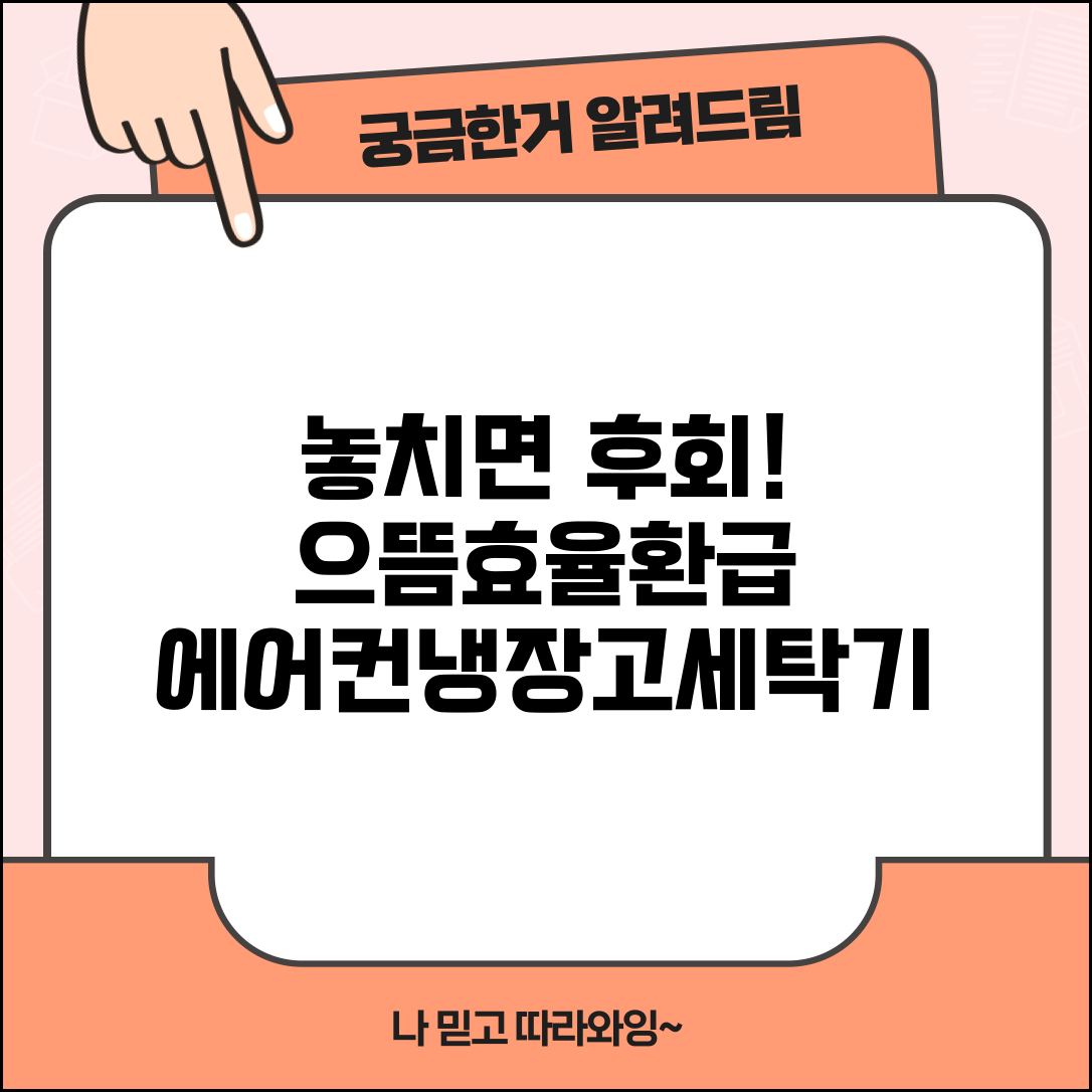 으뜸효율가전 환급 놓치면 후회 | 에어컨 냉장고 세탁기 구매시 필수 신청 사업
